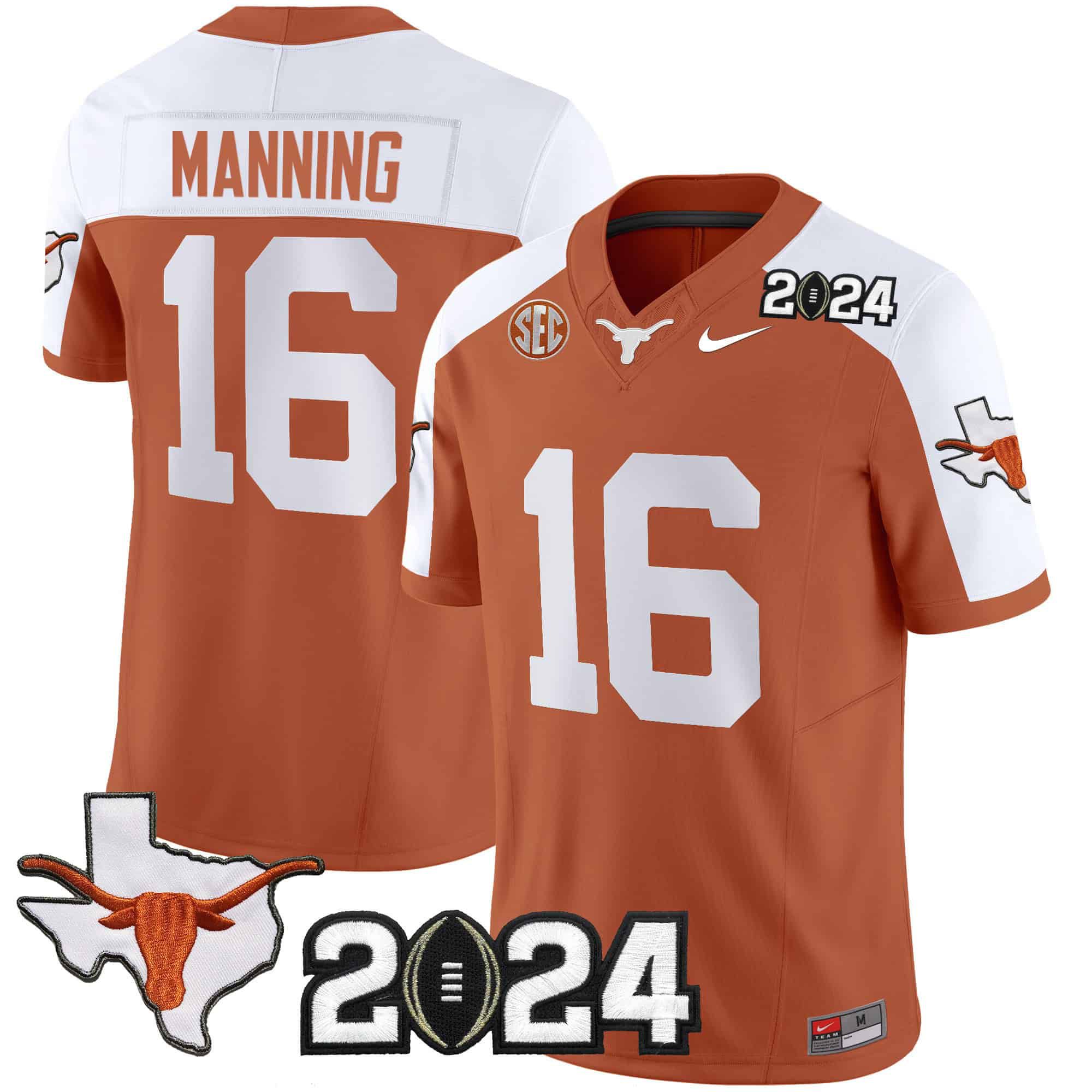 Men Texas Longhorns #16 Manning Orange 2024 Nike Vapor Limited NCAA Jersey->indianapolis colts->NFL Jersey